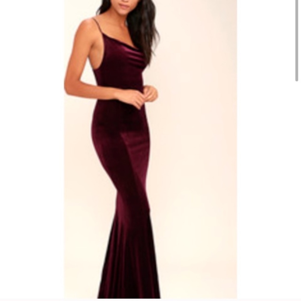 Lulus - Dark Red Velvet Bridesmaid Dress
